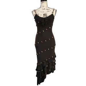 SALE! Sue Wong black 6 dress rosettes silk